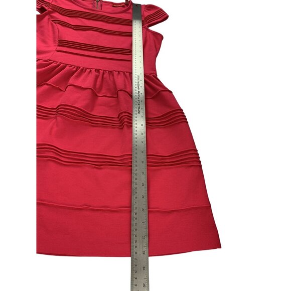 Elle Womens Hot Pink Cap Sleeve Textured A-Line Dress Size 10 Medium - Picture 8 of 10